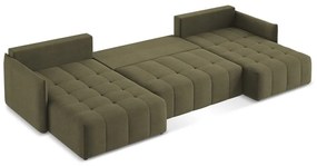 Khaki kinyitható-tárolóhelyes (U alakú) sarokkanapé Moku – Makamii