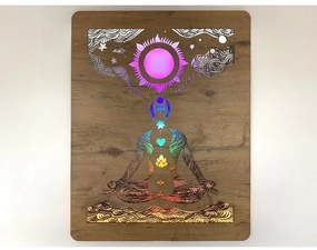 Li-Go 4421/A/4 - LED fali dekoráció LED/10W/5V 30000 mAh 70x90 cm tölgy/csakrák