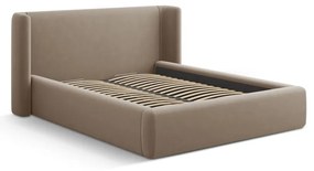 Világosbarna kárpitozott ágyneműtartós franciaágy ágyráccsal 180x200 cm Jason – Windsor &amp; Co Sofas