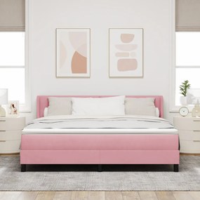 Boxspring Ágy Matrac Fészek Rózsaszín 180x200 cm Bársonyos