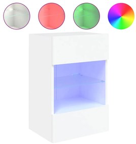 2 db fehér fali szekrények LED világítással TV-hez 40x30x60,5 cm