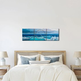 Kép - tengeri hullámok (órával) (90x30 cm)