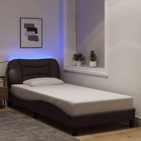 sötétbarna szövet ágykeret LED-ekkel matrac nélkül 80x200 cm