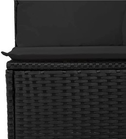 vidaXL fekete polyrattan kerti sarokkanapé párnával