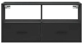 fekete szerelt fa és fém TV-szekrény 80x31x39,5 cm