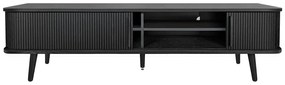 Fekete TV-állvány tölgyfa dekorral 178x50x40 cm Rove – Woodman