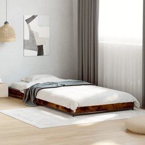 füstös tölgyszínű szerelt fa és fém ágykeret 100 x 200 cm