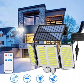 Napelemes Lámpa Halogén Szürkületi Mozgásérzékelő 280 Led Kerti Garázs