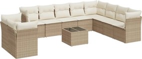 vidaXL 11 részes bézs polyrattan kerti ülőgarnitúra párnákkal
