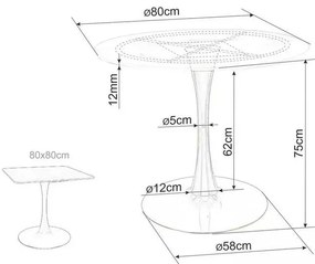 Espero étkezőasztal 80 cm, fekete márvány / fekete