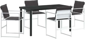 vidaXL Kert étkező szett 5 pcs Fehér Porszórt acél
