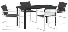 vidaXL Kert étkező szett 5 pcs Fehér Porszórt acél