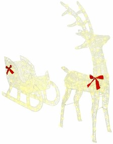 Rénszarvas húzta szán Meleg fehér 70 x 26 x 128,5 cm Akril