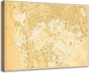 Vászonkép 70x50 Régi világtérkép Sarkvidék vintage földrajz térképészet dekoráció