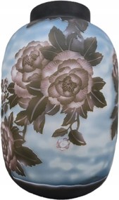 Üveg váza kék színes dekoratív üveg kézműves ajándék