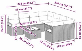 Kerti Kanapé Szett 9 pcs Beige és krém 55 x 55 x 37 cm