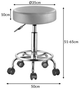 Casaria OXANA lábtartós görgős puff, Ø35cm, szürke