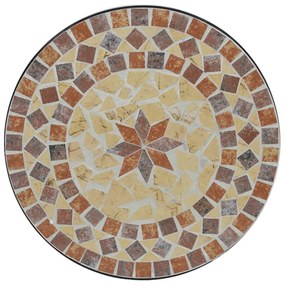 terrakotta/fehér kerámia mozaikmintás bisztróasztal Ø50x70 cm