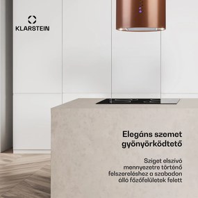 Klarstein Beretta, sziget páraelszívó, Ø 35 cm, légkeringetés, 650 m³/ó, LED, réz