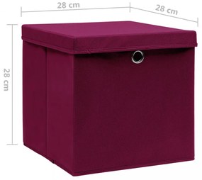 10 db sötétpiros fedeles tárolódoboz 28 x 28 x 28 cm
