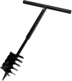 vidaXL Kézi Föld Fúró Auger Bit 180mm Három Spirállal Fekete Acél