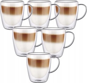 Thermo Poharak Fehér Füllel 6 Db-os Szett Renza 300 ML Latte Kávéhoz