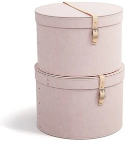 Világos rózsaszín fedeles karton tárolódoboz szett 2 db-os ø 37,5x25 cm Rut Restore Paper Laminate – Bigso