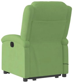 elektromos felállást segítő világoszöld bársony masszázsfotel