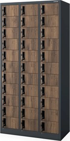 33 rekeszes irattároló szekrény, antracit/dió, 900x1850x450 mm: OLIVER Eco Design