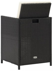 2 db fekete polyrattan kerti szék hát- és ülőpárnával