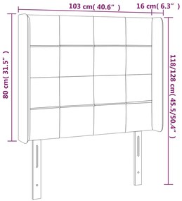 sötétszürke szövet LED-es fejtámla 103x16x118/128 cm