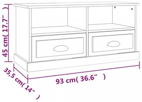 betonszürke szerelt fa TV-szekrény 93 x 35,5 x 45 cm