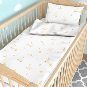 Goldea gyermek pamut ágyneműhuzat kiságyba - kacsák 90 x 120 és 40 x 60 cm
