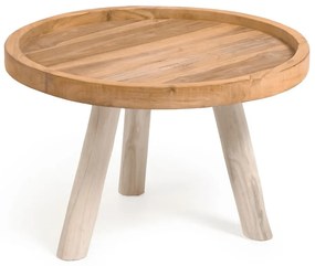 Natúr színű teakfa kerek dohányzóasztal ø 55 cm Glenda – Kave Home