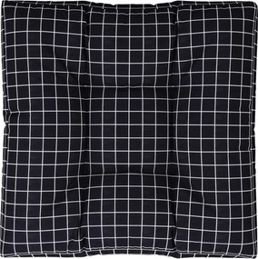 vidaXL fekete kockás szövet raklappárna 80x80x12 cm