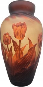 DekoratĂv ĂŒveg piros szĂnes virĂĄgos ĂŒveg vĂĄza ajĂĄndĂ©k