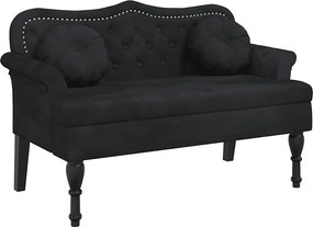 vidaXL fekete bársony pad párnákkal 120,5 x 65 x 75 cm