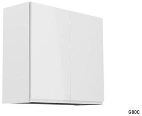 ASPEN G80C felső konyhaszekrény mosogatótálcával, 80x72x32, fehér/szürke magasfényű