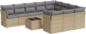 vidaXL 11 részes bézs polyrattan kerti ülőgarnitúra párnákkal