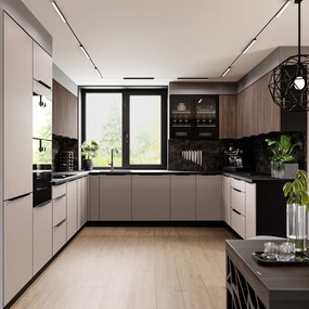 Alsó sarokszekrény, kasmír/fekete, ARAKA 90x90 DN 2F BB