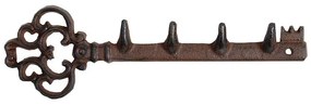 Öntöttvas kulcstartó fogas, 4 akasztóval, 29 cm