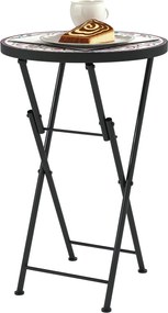 Outsunny Összecsukható Oldaltábla Kerti Asztal Mozaik Mintával, Ø35.5 x 55 cm Kerek Időjárásálló Fém Erkély Asztal, Kemping Asztal, Összecsukható Kávé