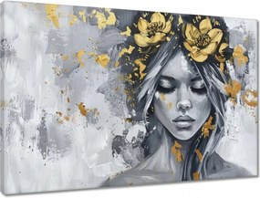 Vászonkép 60x40 Nő Absztrakt Arany Virág
