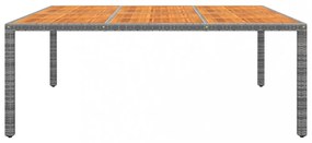 szürke akácfa és polyrattan kerti asztal 200 x 150 x 75 cm