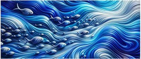 Kép – Halak a hullámokban (120x50 cm)