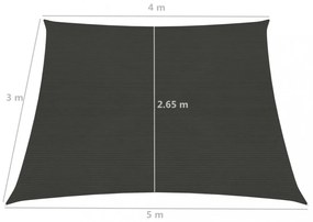 antracitszürke HDPE napvitorla 160 g/m² 4/5 x 3 m