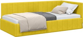 vidaXL Sarokágy keret fejtámlával Sárga 90 cm x 200 cm Bársony