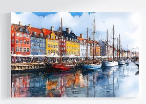 Vászonkép Canvas Tájkép Város Dánia Koppenhága Nyhavn Csatorna 60x40
