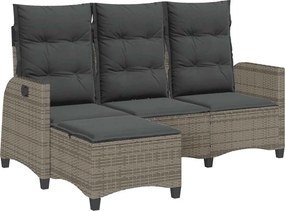 vidaXL L-alakú szürke polyrattan fekvő kerti kanapé párnákkal