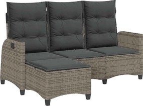 vidaXL L-alakú szürke polyrattan fekvő kerti kanapé párnákkal